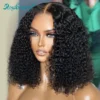 Perruque Bob Lace Closure Wig naturelle bouclée, cheveux courts, pre-plucked, sans colle, pre-plucked, pre-plucked, 5x5, 13x6