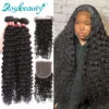 Rosabeauty – mèches péruviennes Remy, cheveux naturels, Deep Wave, avec Closure, bouclées, HD 5x5, 30 et 32 pouces