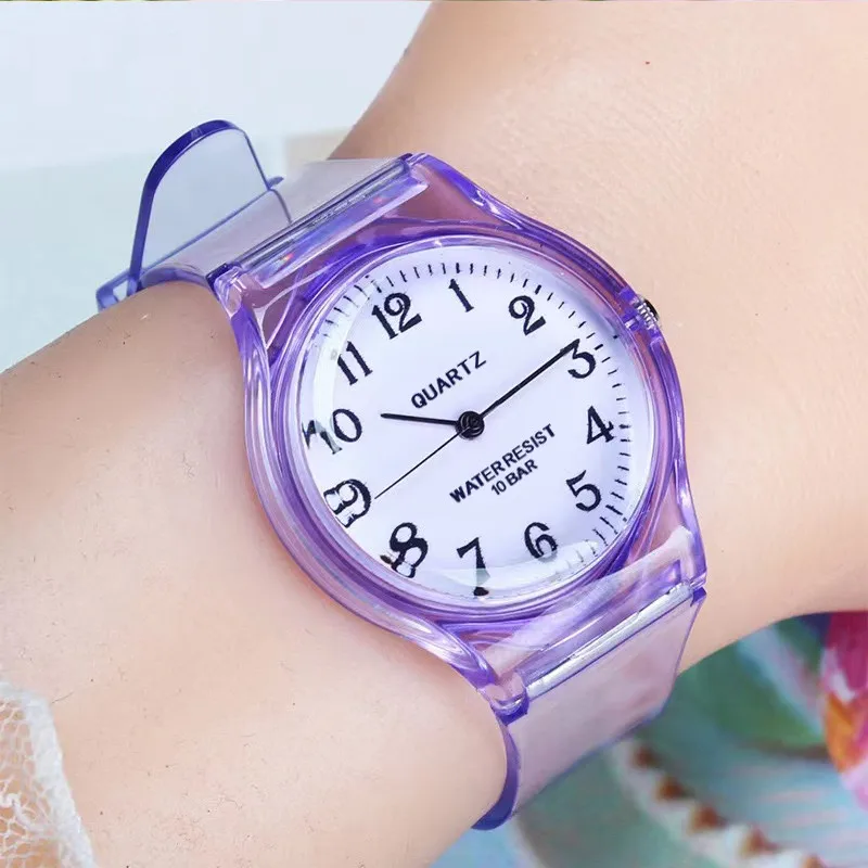 WOKAI-Montre à quartz MSI de silicone pour femme, haute qualité, décontractée, belle, transparente, 285 bonbons, horloge étudiante